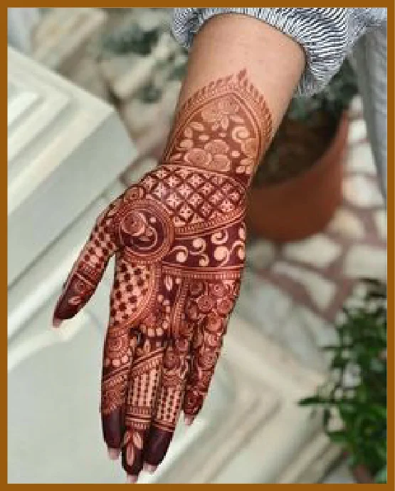 Double Band Rings In Royal Front Hand Mehndi Design